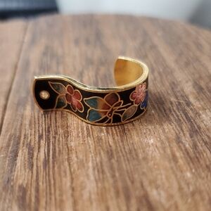 P271 French Cloissone‎ Pendant Unique Curved Bar Charm